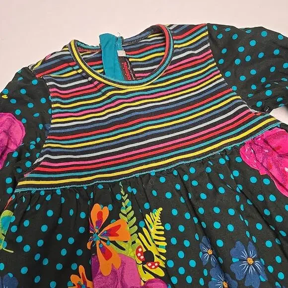 Catimini Toddler Girl Dress 4/104 Boho Style Floral Cotton Zip Back - Picture 2 of 15